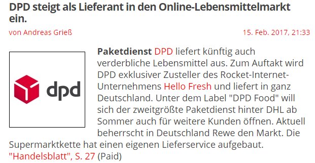 Lieferant Online Lebensmittelmarkt Dpd Steigt Als Lieferant Den