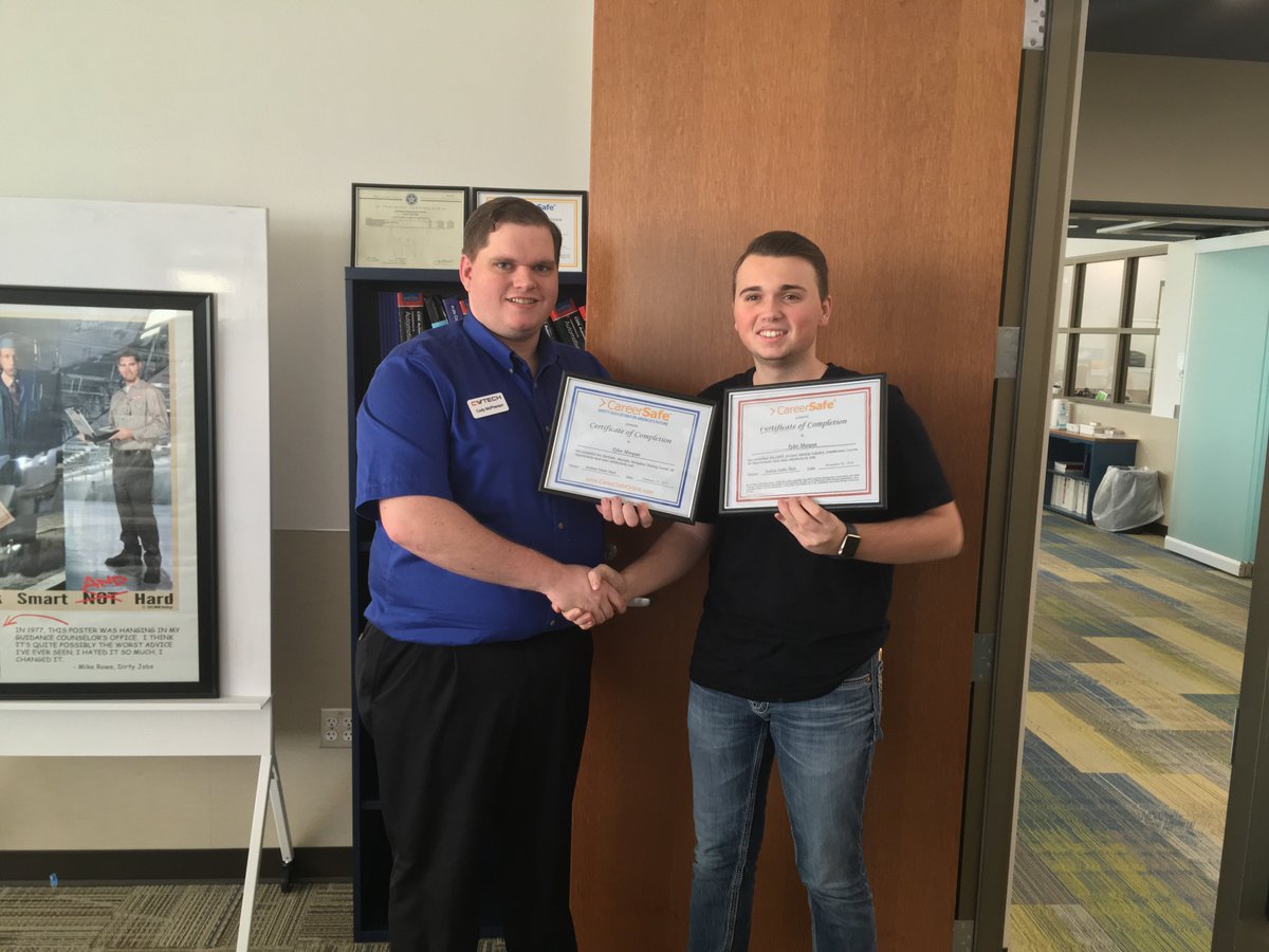 CVTechCV360's tweet photo. Tyler Morgan not only finished his OSHA 10 Healthcare, but also earned his @CareerSafe Workplace Safety Training!!! #cv360 #the6505 https://t.co/G6EUiS9EhX