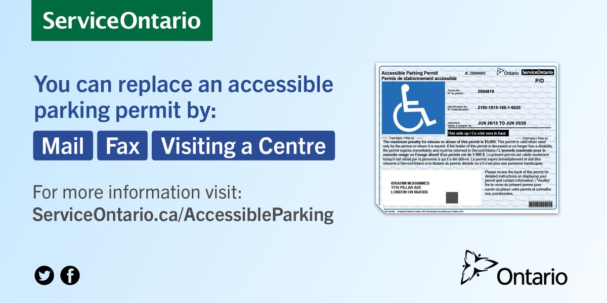 Serviceontario On Twitter To Replace A Damaged Accessible Parking Permit You Need The Application Form Id The Damaged Permit Https T Co Gcdgpnqldb Https T Co Riigf6u0nb Twitter Serviceontario On Twitter To Replace A Damaged Accessible Parking Permit You Need The Application Form Id The Damaged Permit Https T Co Gcdgpnqldb Https T Co Riigf6u0nb Twitter
