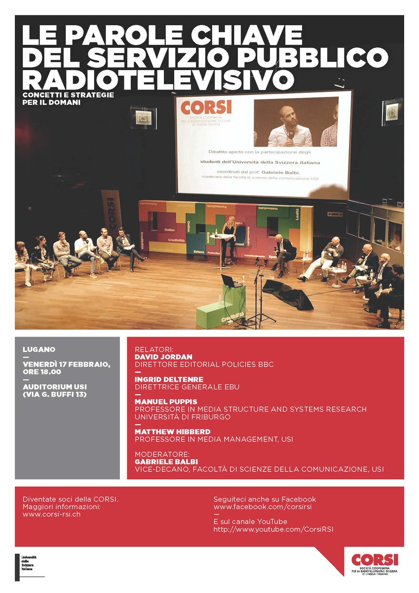 Festeggiamo lo sbarco su twitter invitandovi a "Le parole chiave del servizio pubblico" 17 febbraio ore 18 Auditorium USI #myfirstTweet #PSB