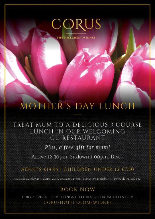 Now taking Mother's Day bookings. Carvery and disco.
Call 0151 424 1616 Monday to Friday 9am-4pm to speak to our meeting and events team