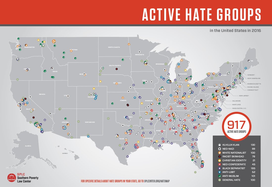 splcenter's tweet photo. Today we’re releasing our annual Year in Hate report documenting near historic numbers of hate groups in the U.S. https://t.co/LMTb73Nxzt https://t.co/NhdQlQFXPc