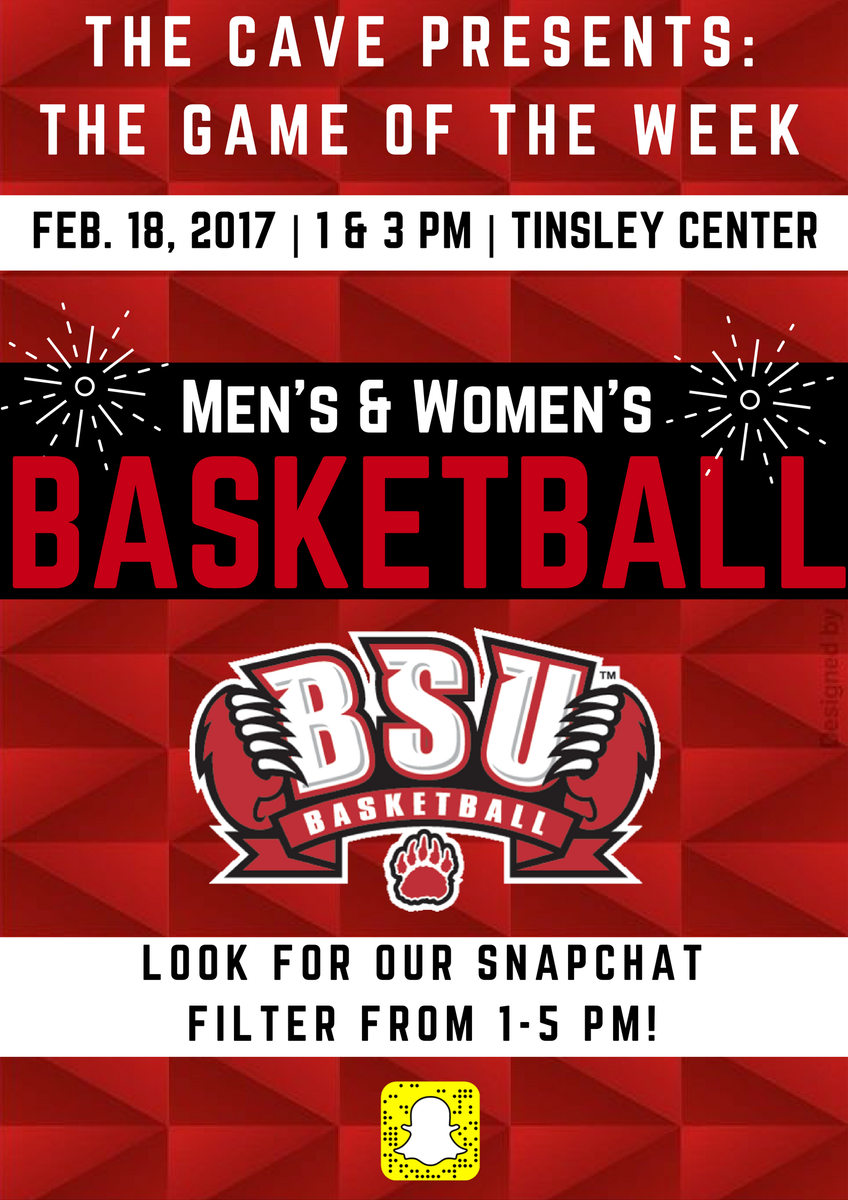 bsubears's tweet photo. Our last GAME OF THE WEEK for the winter season is upon us! Join us this Saturday for a MASCAC Basketball Doubleheader vs. MCLA! #THECAVEBSU https://t.co/vQFrdM5vwV