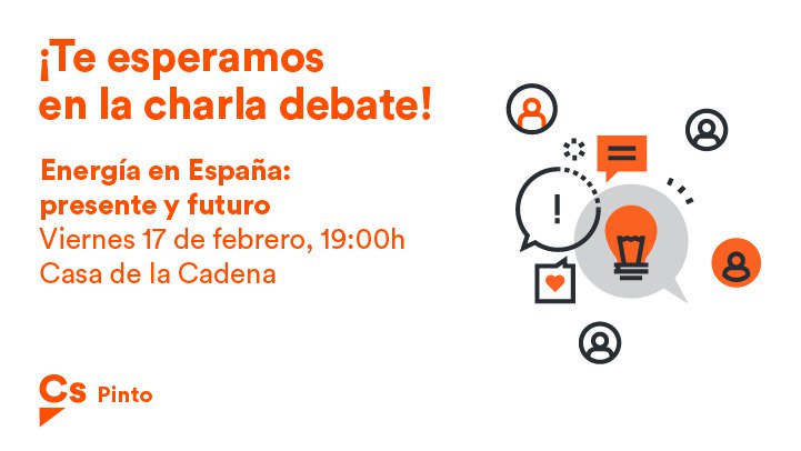 Cs_Pinto's tweet photo. Este viernes te invitamos a la charla debate sobre la Energía en España organizada por @Cs_Pinto ¡Te esperamos! https://t.co/gwOAl1kHcX