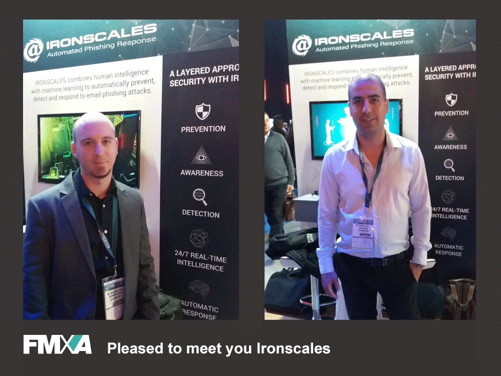 WeAreFMXA's tweet photo. Automated Phishing Response: Providing a layered approach to security. Great meeting you at @ID_Cybertech @IRONSCALES #FMXA #cybertechtlv17 https://t.co/VU5jMUFYlN