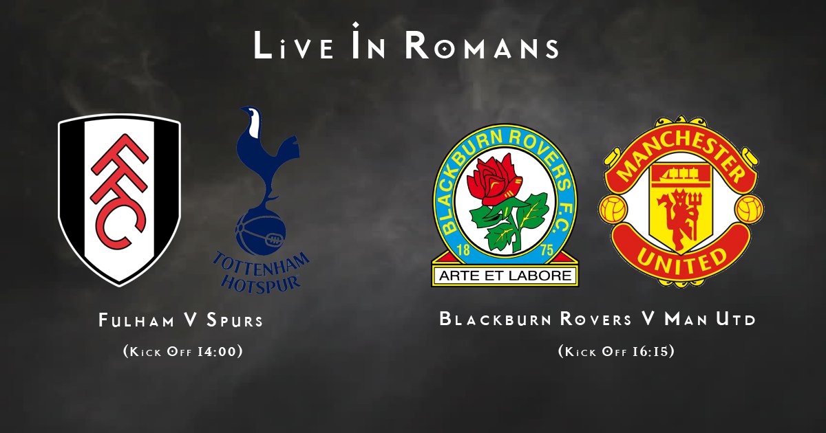 MerthyrTownFC's tweet photo. 📺| SUNDAY

Fulham V Spurs (14:00)
Blackburn Rovers V Man Utd (16:15)

Live on the big screen in Romans 👍 https://t.co/jFfnAiiEzb