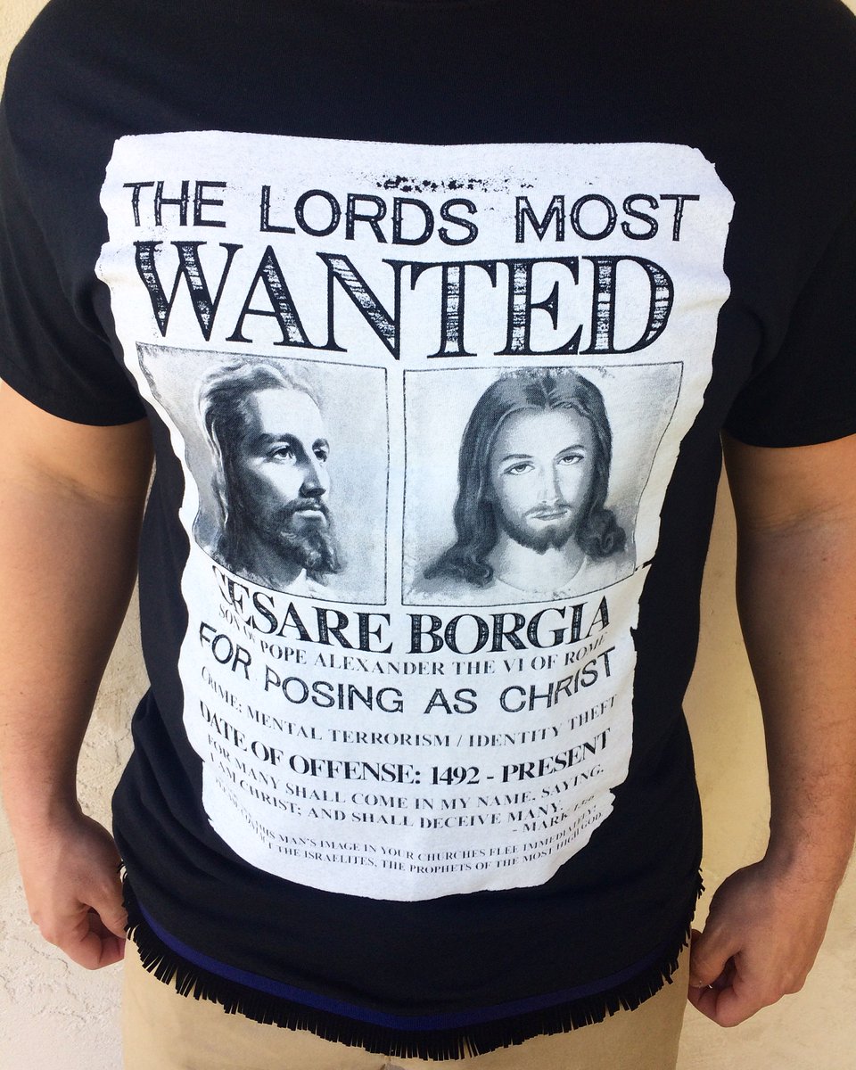 Hebrewmarket's tweet photo. Cesare Borgia is NOT Christ! Order our "Most Wanted" tee at https://t.co/OZ2mjPYK5j #shopnow #israelites #christisblack https://t.co/nEiTOUC5Lb