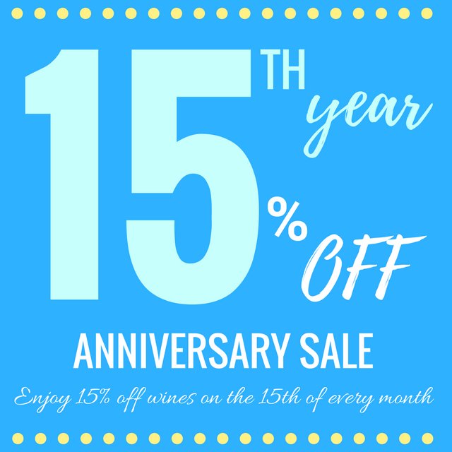 Need some wine for your #WineWednesday? Come get 15% on all wines today for our 15th Anniversary special! Happening every 15th of the month!