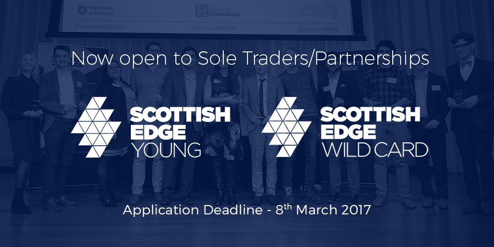 ScottishEDGE's tweet photo. #ScottishEDGE10 is now open to Sole Traders/Partnerships in our #YoungEDGE &amp; #WildCardEDGE categories, apply here - https://t.co/6Pf3hqf2Y2 https://t.co/sPuyvN3l13