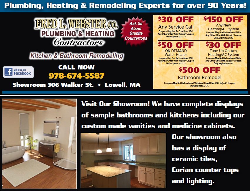 LocalCouponsNH's tweet image. Let's get that dream Kitchen/Bathroom started now! Webster Plumbing is your all in one Heating, Plumbing &amp;amp; Contractor! Call Today!