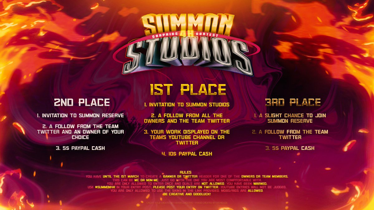 SummonStudios's tweet photo. π₯ #SUMMON4K GRAPHICS CONTEST π₯
MC - NON-MC ALLOWED
ENDS 1ST MARCH
FILES: https://t.co/OcFmLTG5nl
RULES AT THE BOTTOM OF THE IMAGE
GOODLUCK! https://t.co/YCF0zlO0Ul