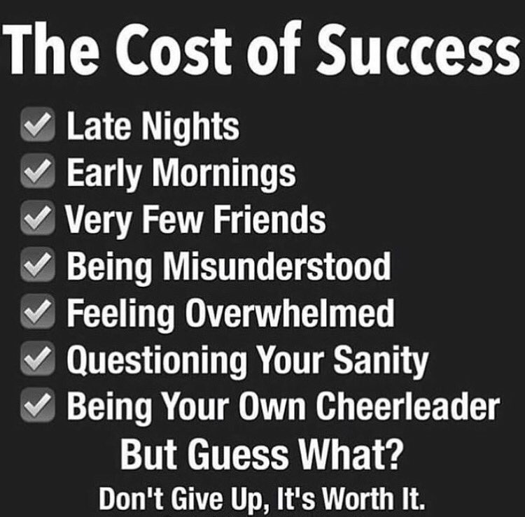 dream_follow's tweet photo. The cost of success. At the end, it will be the result of your work. https://t.co/P0CiaozrZW