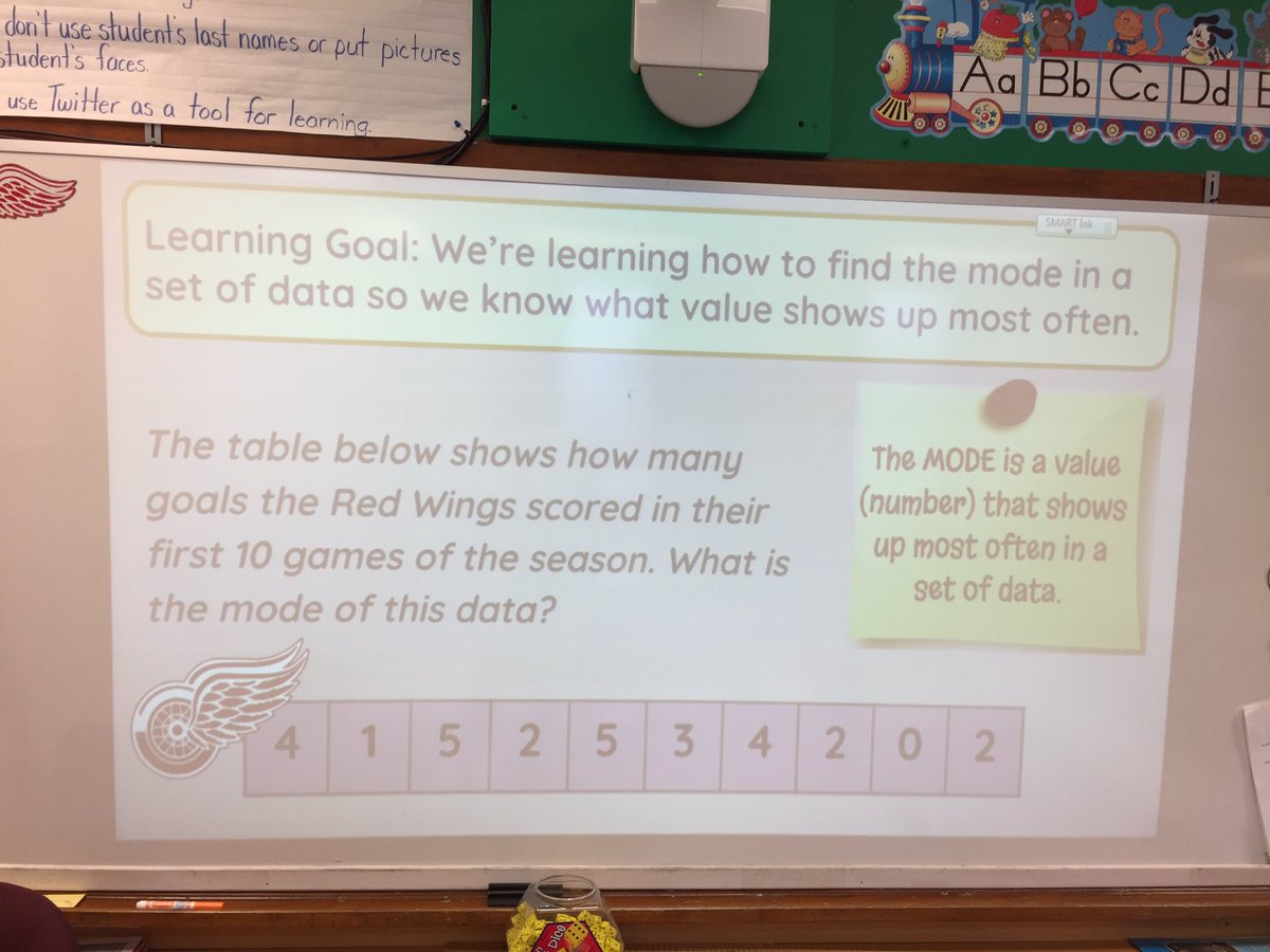 MissStickley's tweet image. We&apos;re learning how to find the mode in a set of data. #Grade3Math