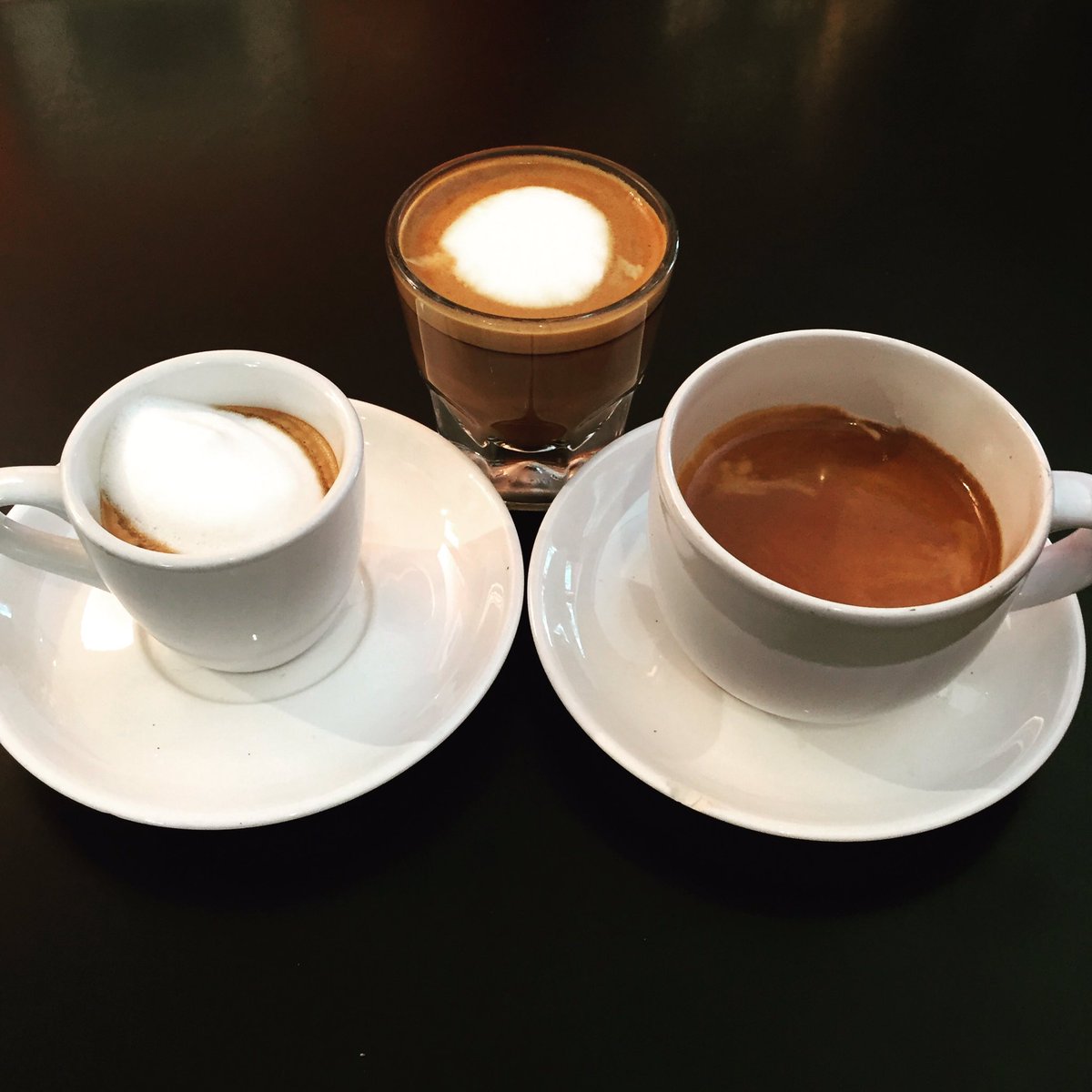 ZonaRosaCoffee's tweet photo. #Organic #coffee #trio...#macchiato, #cortado &amp; #concrema...which is your favorite! Enjoy the #flavor! #ZonaRosaCaffe #Pasadena @OzoEspresso https://t.co/YuC3uxcEfT