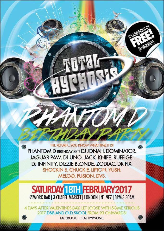 Total hypnosis free party this Saturday <a href="/work/">Work</a> bar N1 9EZ