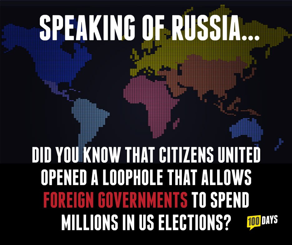representus's tweet image. Reminder: thanks to Citizens United, it's possible for foreign govs to secretly funnel unlimited $$ into shadowy orgs to influence elections