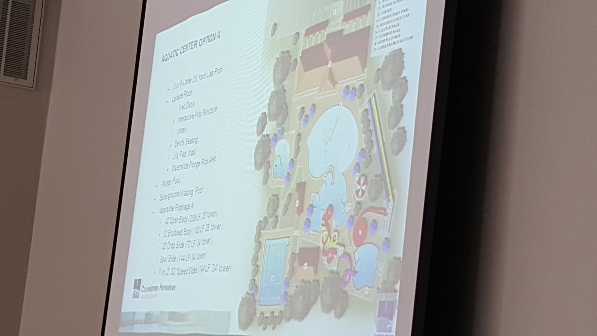 RyanWSOY's tweet photo. Aquatics firm presenting water park options to Decatur Park District Board. Lots of activities and slides planned. Full story later. #WSOY https://t.co/vJWSHRbe07