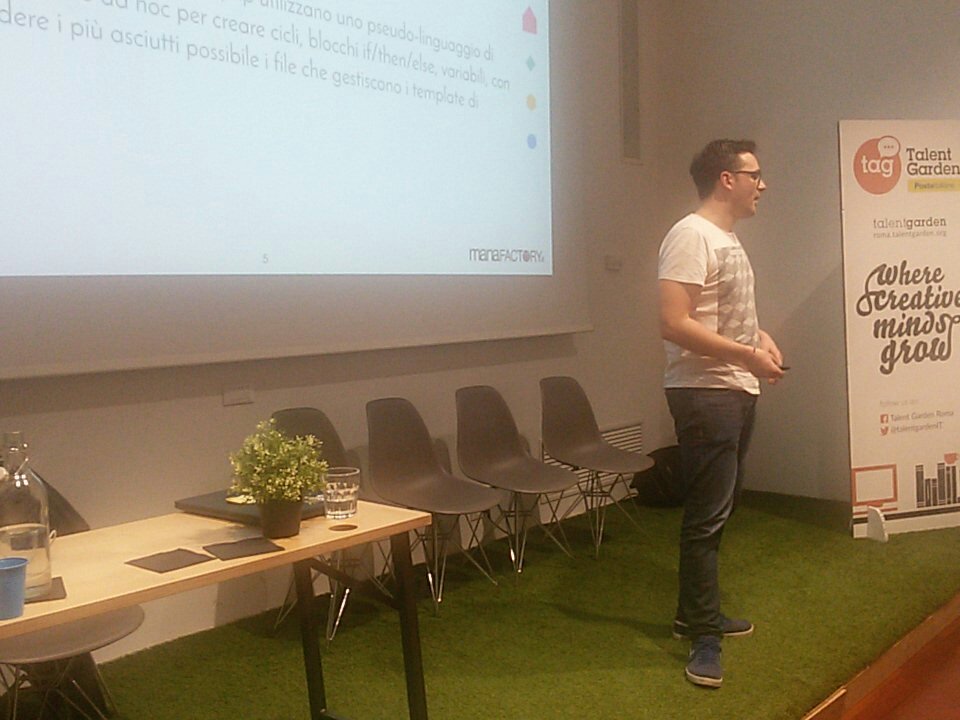 {% for post un posts %}
Con <a href="/matteobarale/">Matteo Barale</a> si parla di #twig e #WordPress. Un talk più tecnico non poteva mancare al #WpRoma 😊