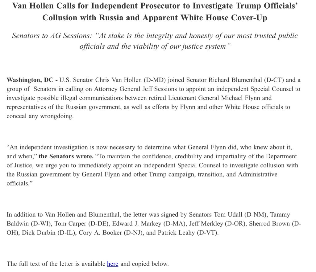 MDScramble's tweet image. Van Hollen, Other Senators Seek Independent Probe Of Trump/Russia Ties marylandscramble.com/2017/02/15/van…