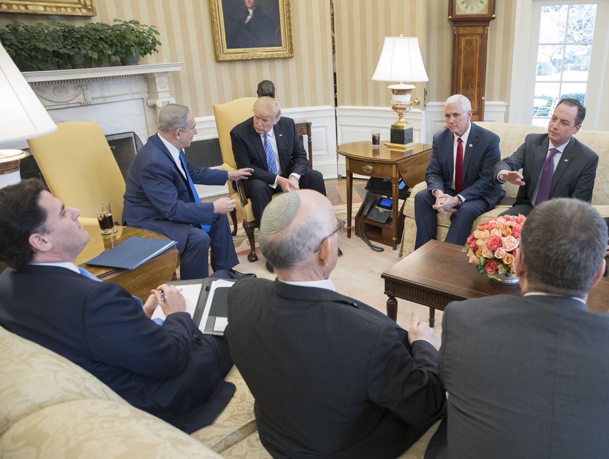 VP45's tweet photo. America stands in solidarity with Israel, our cherished ally. Proud to join POTUS in welcoming Prime Minister @Netanyahu to the @WhiteHouse. https://t.co/22m8bIWdmx
