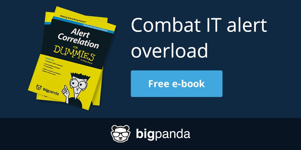 bigpanda's tweet photo. Stop drowning in alerts. Start reading Alert Correlation for Dummies. #ebook #ITOps #ITmonitoring #monitoringlove https://t.co/6aDyx7SIRc https://t.co/CZHaUyAAeS