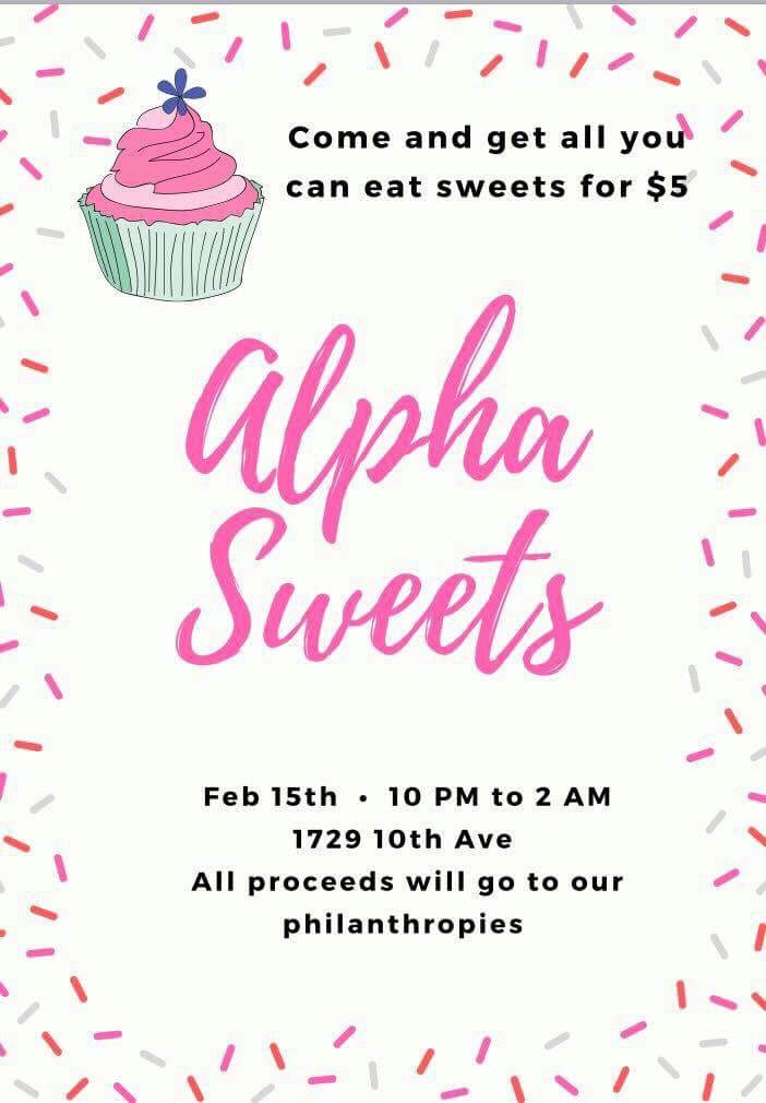 Alpha Sweets is TONIGHT from 10pm-2am! Be there or be square!