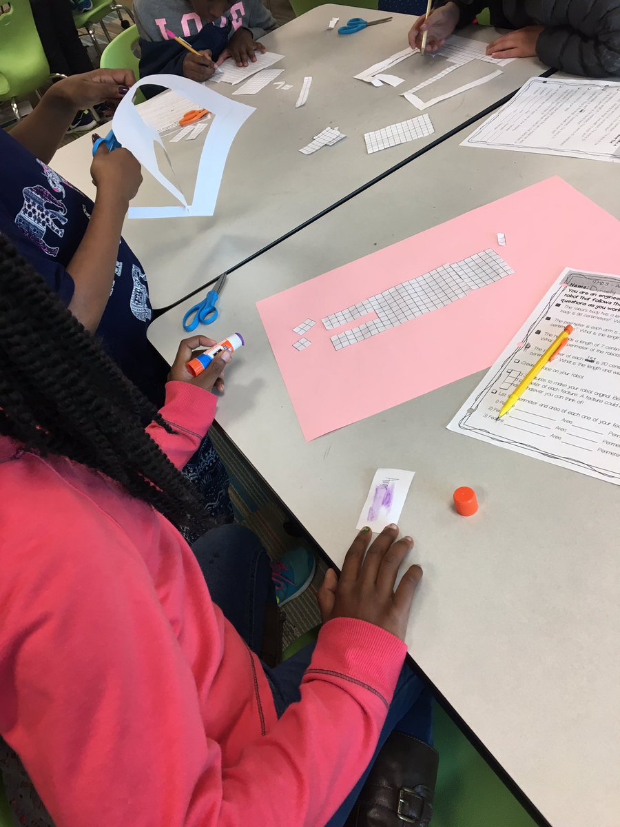 MrsBrem's tweet photo. Ss create an area and perimeter robot to practice their skills. 🤖 Each robot has unique features that make these one of a kind! #math4MD3 https://t.co/i2hUhms7bT