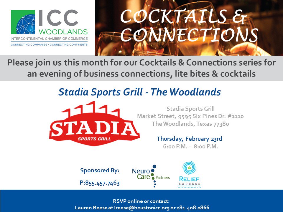 Join us for Cocktails &amp; Connections in the Woodlands on February 23rd!
