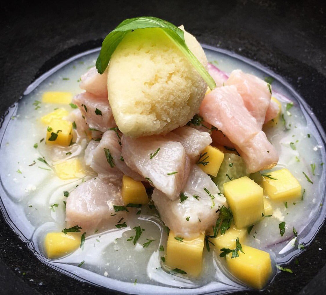 LocalByRausch's tweet photo. De nuestra oferta de #ceviches hoy destacamos este de 'Pescado Blanco con Sorbete de Mango Biche' ¡Refrescante y delicioso! 👌🏻🍋 #Colombia https://t.co/WnrtvtsCvI