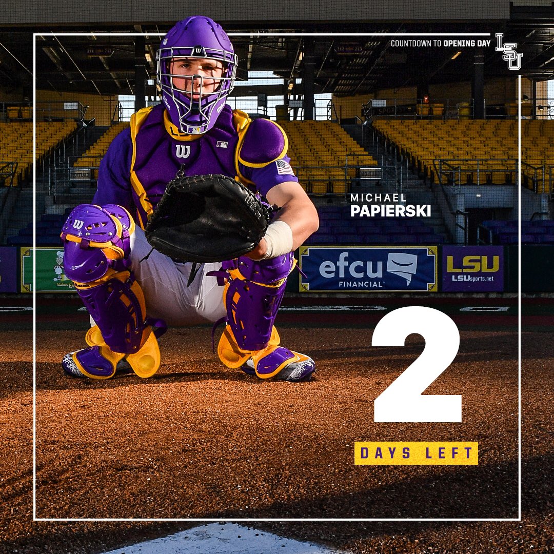 LSUbaseball's tweet photo. Junior @mpappy14 has an arm behind the plate. Watch him catch runners stealing in only two days! https://t.co/iD7o0pToRo