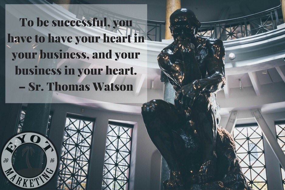 #WednesdayWisdom To be successful, you have to have your heart in your business, and your business in your heart. #quoteoftheday