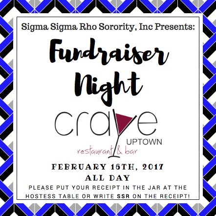 Be sure to dine at Crave TOMORROW to support the Sisters of Sigma Sigma Rho Sorority, Inc! #ECU #ΣΣΡ #fundraiser #support