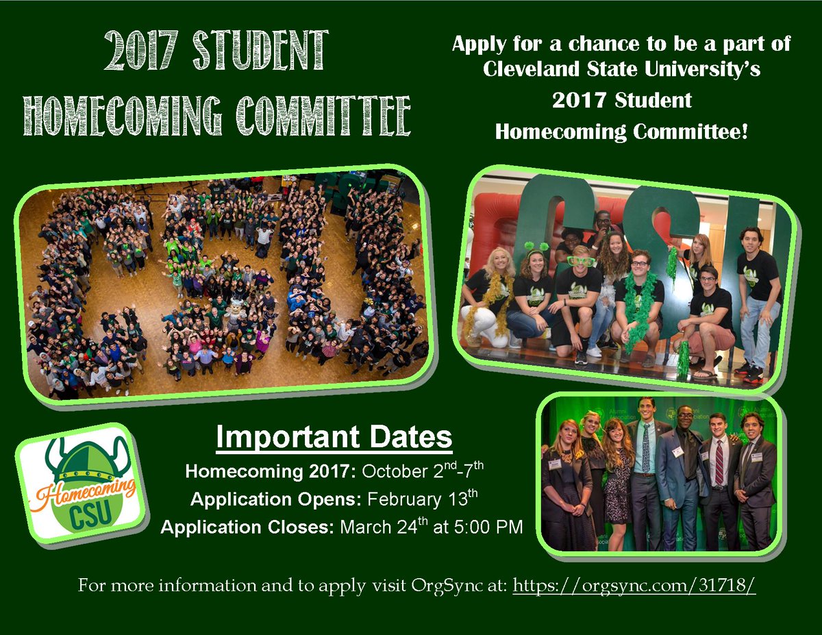 CSU_CAB's tweet photo. Apply to be on the Homecoming Committee and help plan one of the LARGEST events on campus! Gain experience here: https://t.co/jShAh3fxuW ! https://t.co/4bzGeudfEq