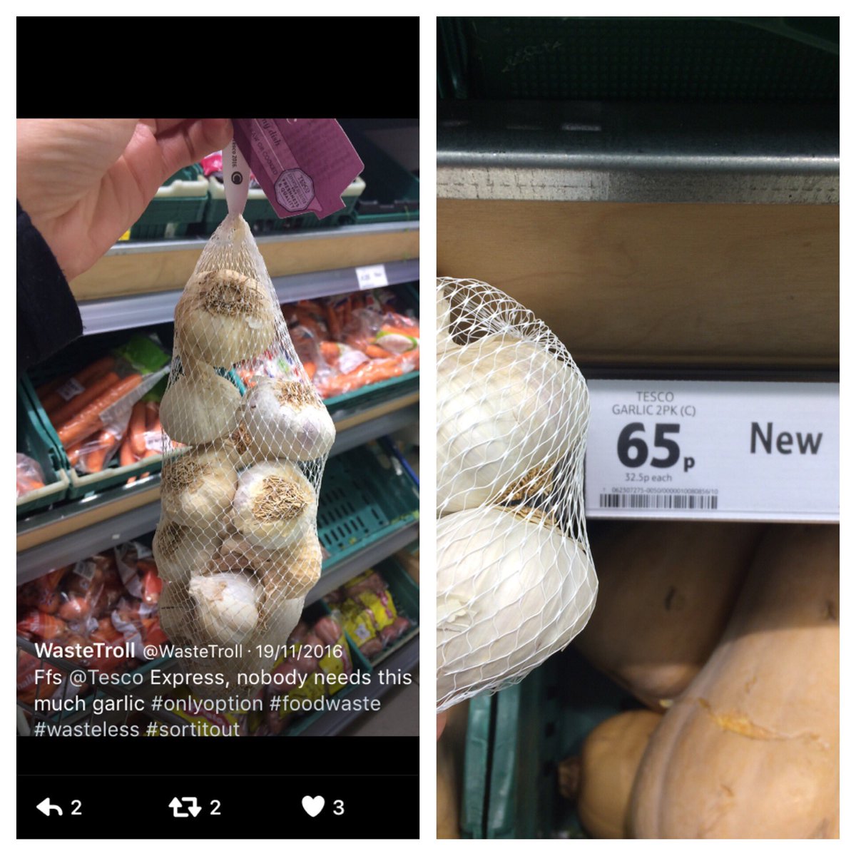 WasteTroll's tweet photo. A @WasteTroll victory!!! Thank you, @Tesco for listening ๐๐ผ๐๐ป #foodwaste #wasteless #sorteditout #onionsnext? https://t.co/R2N2un5HTS