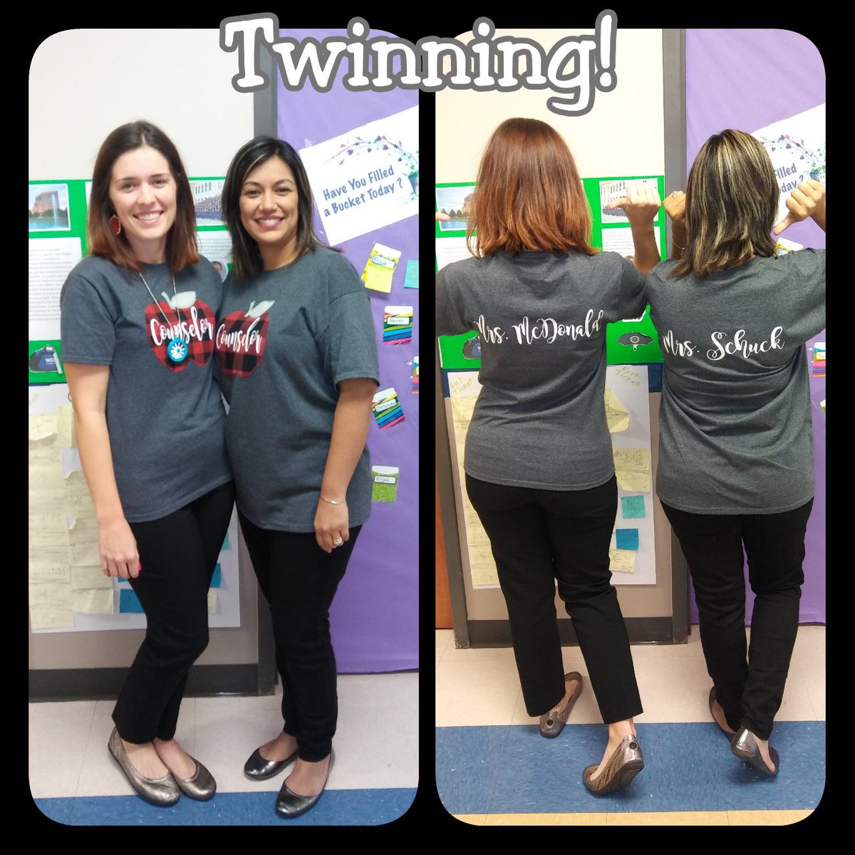 CounselNFashion's tweet photo. Twinning for Kindness Week! #counselorsROCK #VelascoElementary @vickischuck https://t.co/v1mVWPS8hK