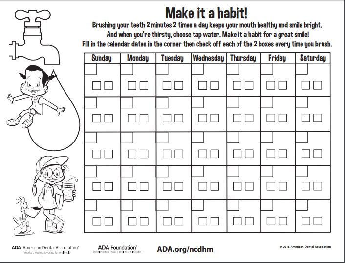 Monthly Tooth Brushing Chart