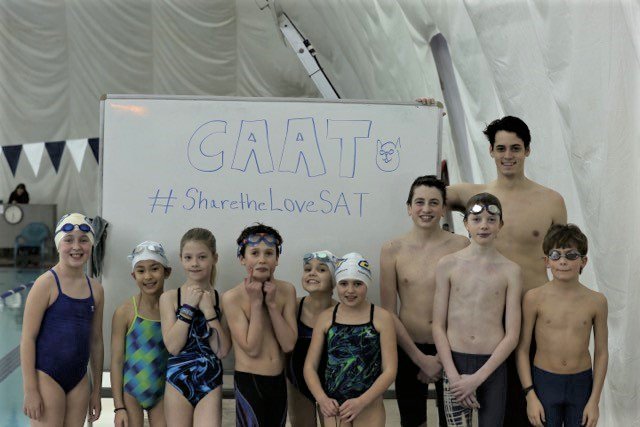 SwimFoundation's tweet photo. @SwimCAAT loves #USASwimaThon b/c it's the only day of the year that everyone's swimming at the same time in the same place #SharetheLoveSAT https://t.co/zWeX9yEehf
