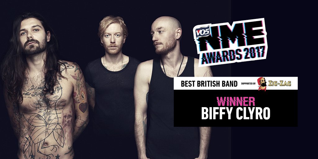 .<a href="/BiffyClyro/">Biffy Clyro</a> win Best British Band supported by Zig-Zag at <a href="/VO5/">VO5</a> NME Awards 2017 #VO5NMEAwards trib.al/zCfFep5