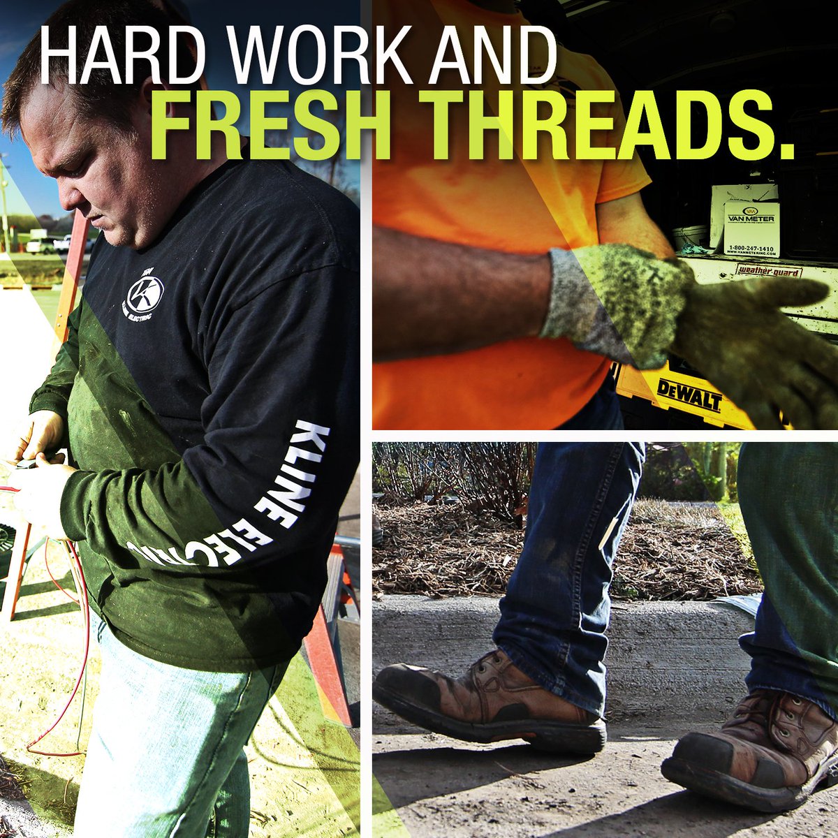 Hard Work &amp; Fresh Threads. Both come with the territory when you take a job at Kline Electric. Interested? Apply at: bit.ly/2kcNIE8