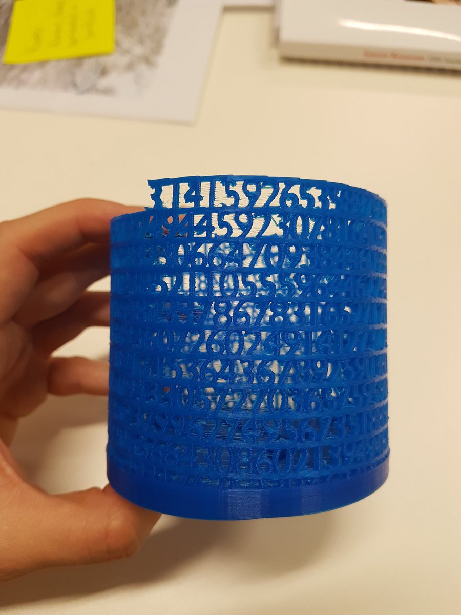 jkblue's tweet photo. A pencil holder made by a 3D printer with the digits of pi! #mindblown 😮 #USYDSTEM @stemacademysyd https://t.co/IUC7DYDPvc