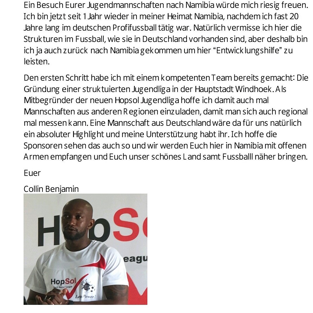 FcfJugend's tweet photo. Hallo Collin, wir freuen uns auch schon..und hoffen dann auf Gegenbesuch! #ProjektN #DeutscherTurnundSportverein #Namibia #dieMachtamSee https://t.co/paMD62JO0o