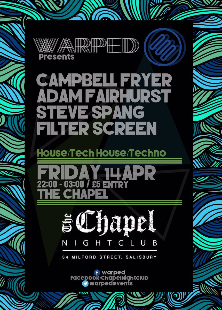 WARPED (@warpedevents) on Twitter photo Retweet! Get this out there!!! Big night coming to SALISBURY @ The Chapel! 5 hours of house/tech-house/techno 👊🏻😎<a href="/SalisburyNights/">Salisbury Nights</a> #house Retweet! Get this out there!!! Big night coming to SALISBURY @ The Chapel! 5 hours of house/tech-house/techno 👊🏻😎<a href="/SalisburyNights/">Salisbury Nights</a> #house