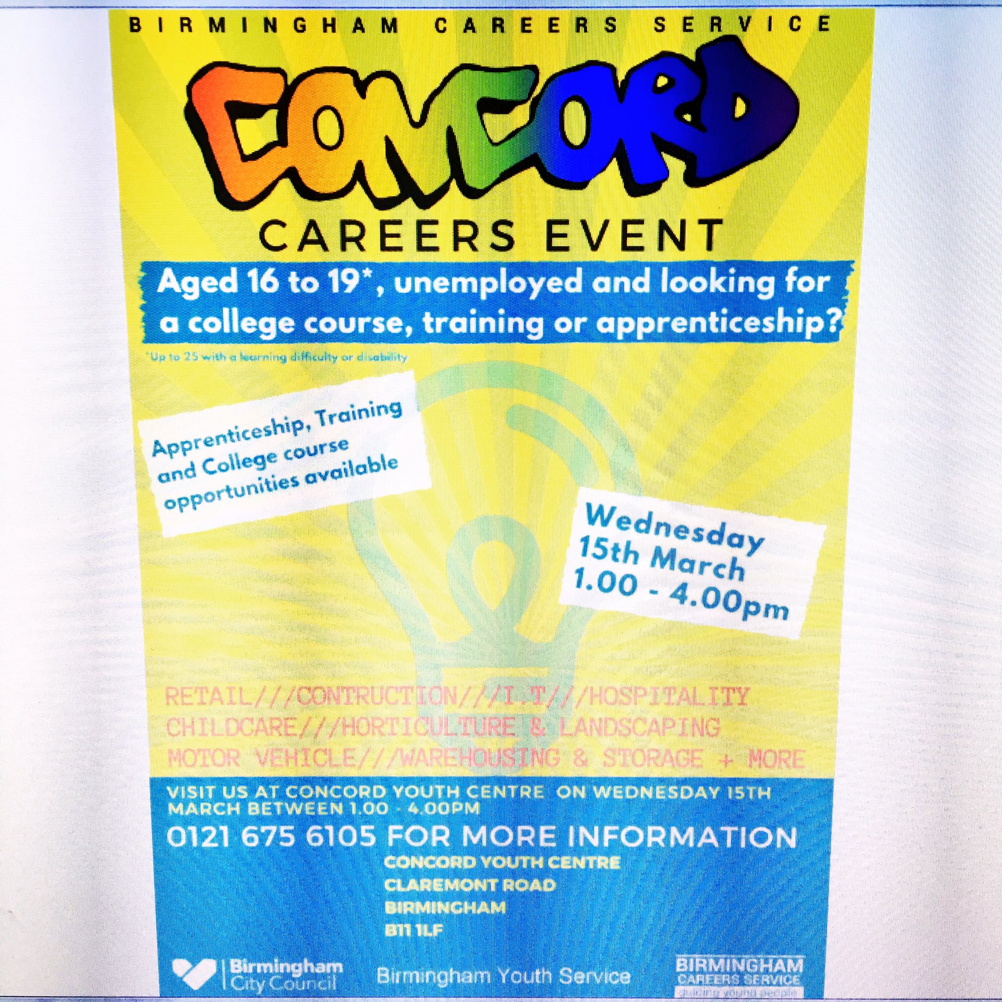 Concord Youth Centre on Twitter "Concord Careers Event Wed 15th March