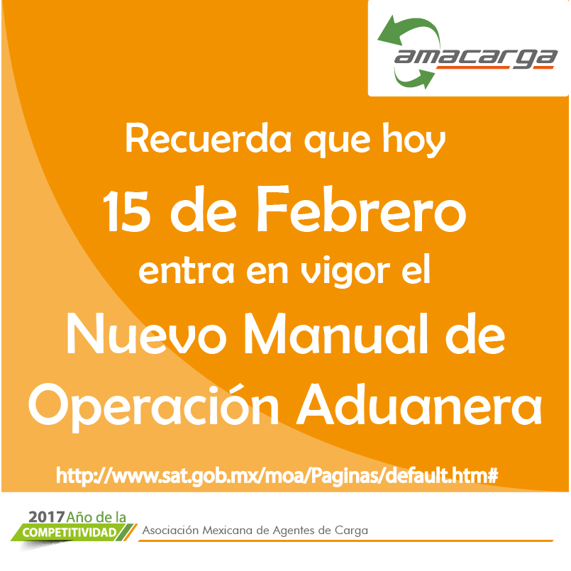 AMACARGA's tweet photo. #AmacargaInforma El día de hoy entra en vigor el Nuevo Manual de Operación Aduanera. Más información en: https://t.co/UFuKIZiEmP https://t.co/wd3fRNWHKg