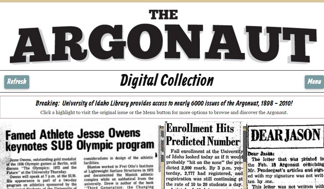 Ever featured in the <a href="/uiargonaut/">The Argonaut</a>? <a href="/UofILibrary/">University of Idaho Library</a> now houses a searchable database of archives dating back to 1898: bit.ly/2kzKpWb