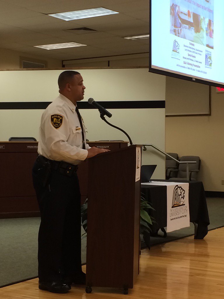 UCity Schools (@ucityschools) on Twitter photo <a href="/UniversityCity/">University City Mo</a> Police Chief discussing training as a result of Senate Bill 5. #UCJustice <a href="/UniversityCity/">University City Mo</a> Police Chief discussing training as a result of Senate Bill 5. #UCJustice