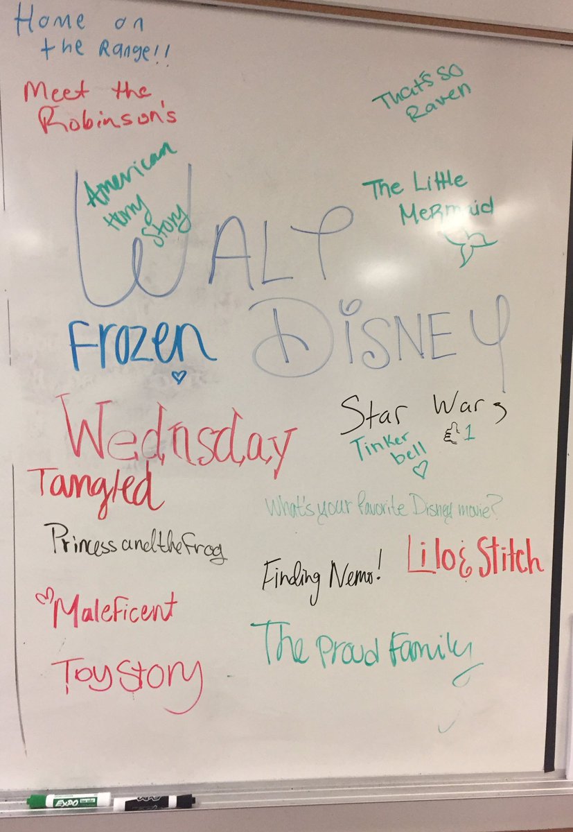 MsBjerkesClass's tweet photo. Happy Walt Disney Wednesday! What's your favorite Disney movie? 🎥🏰#WaltDisney #miss5thwhiteboard #prettysureAHSisnotdisney https://t.co/wzGQ4puhHT