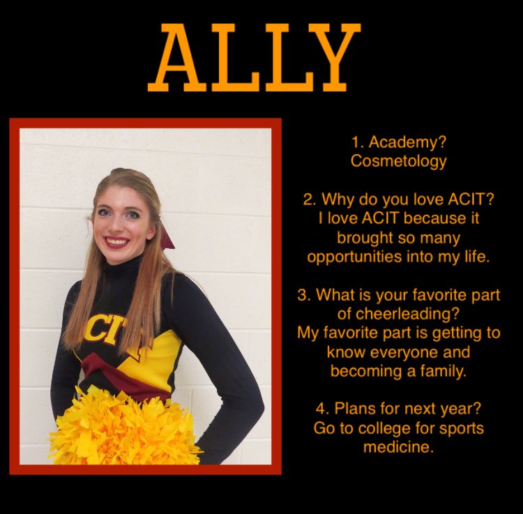 ACITcheer's tweet photo. Another one of our cosmetology seniors @WilliamsonAlly ! See you tomorrow for senior night! ❤️💛#redhawkruckus #acitcheer https://t.co/NC5He71I87