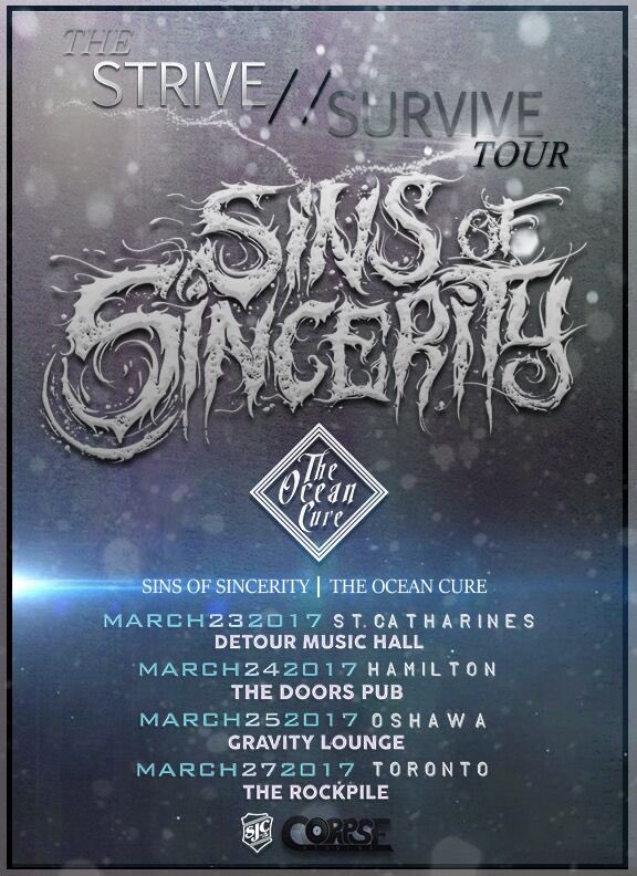 Ontario! We'll be going on tour with <a href="/TheOceanCure/">The Ocean Cure</a> in March! Who will we see at The Strive // Survive Tour?! Can't wait #SinsFamily 😎