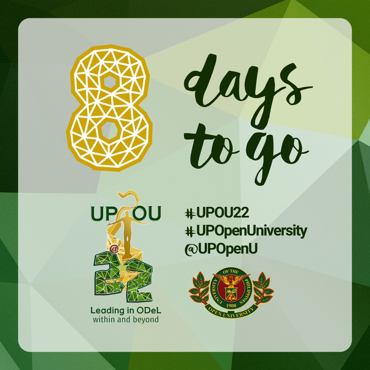 UPOUOfficial's tweet photo. 8 days to go! Save the date for #UPOpenUniversity's 22nd Anniversary on 24 February 2017. Don't be late! #UPOU22 https://t.co/mxv5fS3shq